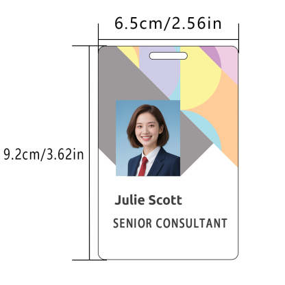 Style T045 Custom Print Employee ID Badge , Personalized Name Badge Double Sided Print with Name, Photo, Logo