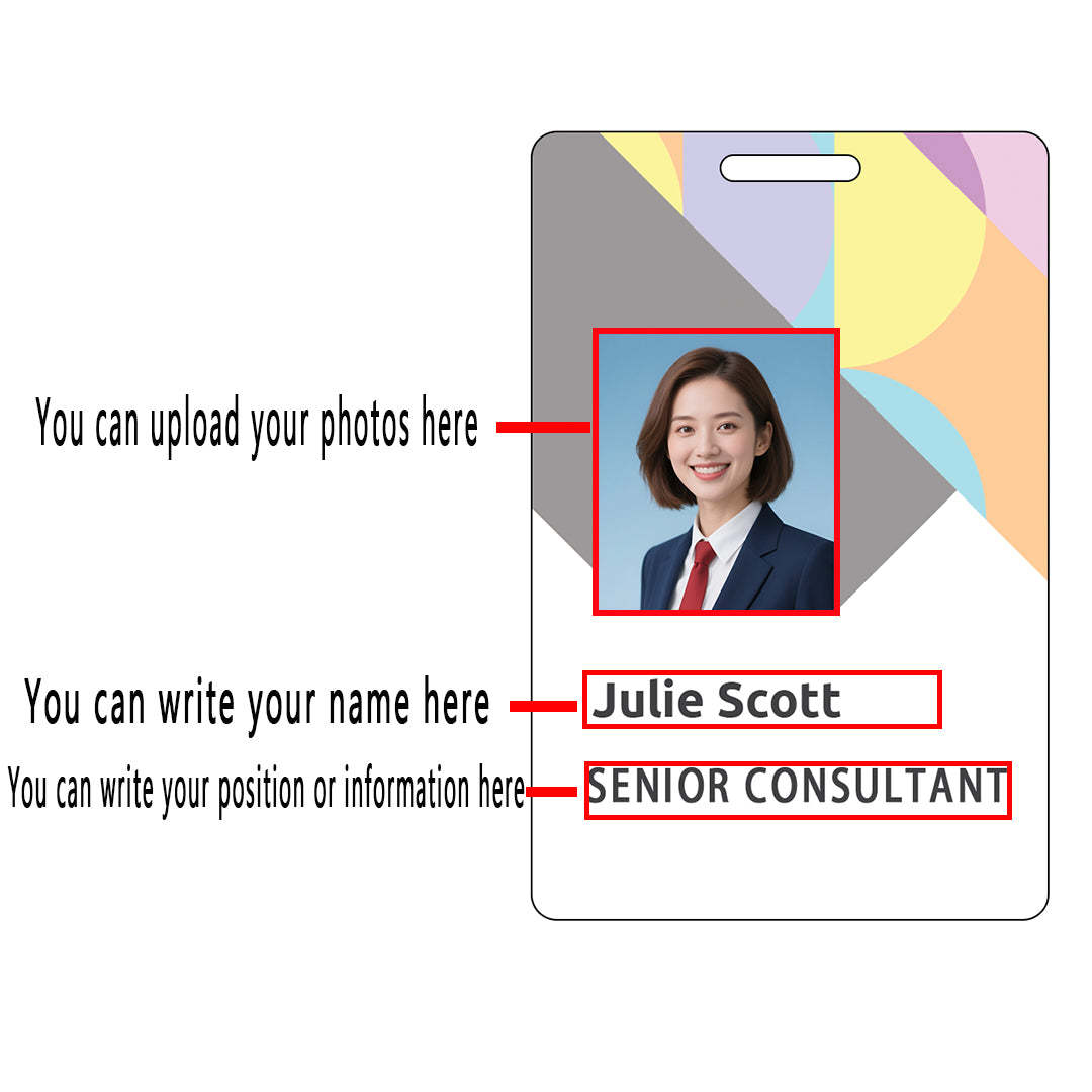 Style T045 Custom Print Employee ID Badge , Personalized Name Badge Double Sided Print with Name, Photo, Logo