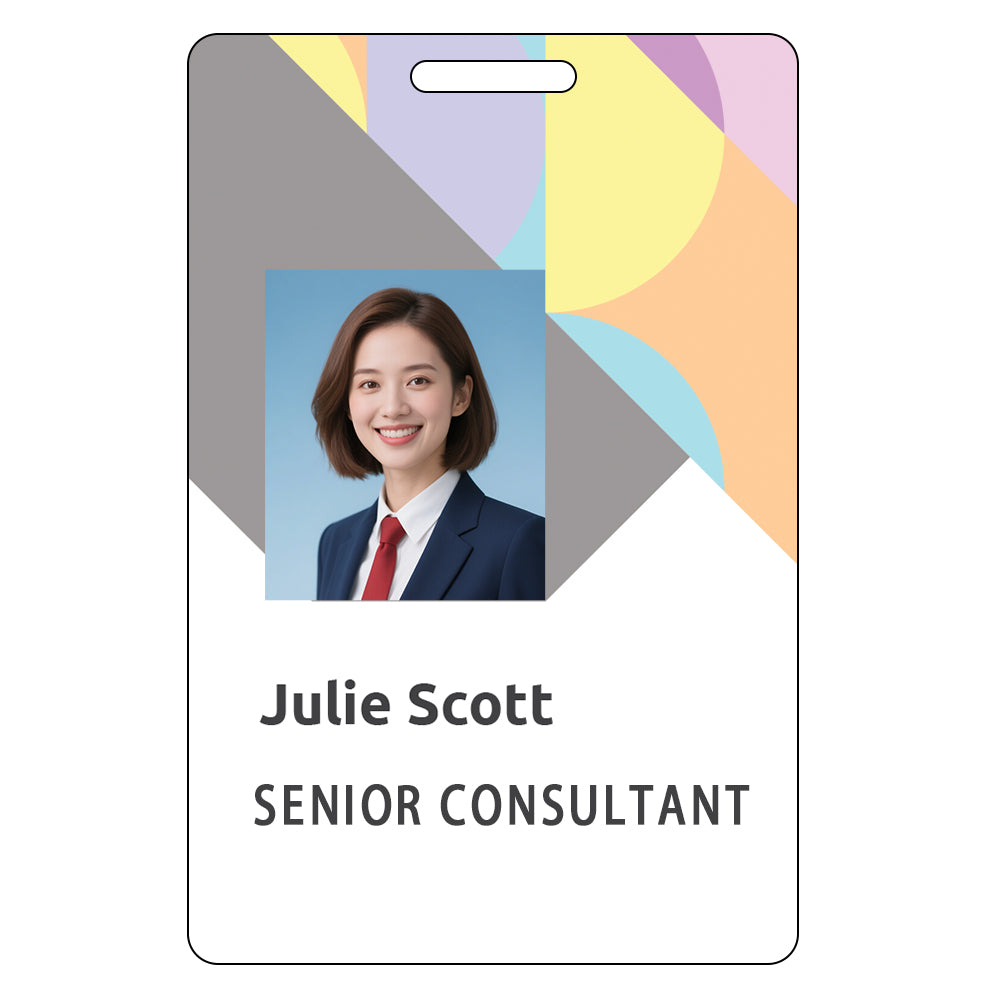 Style T045 Custom Print Employee ID Badge , Personalized Name Badge Double Sided Print with Name, Photo, Logo