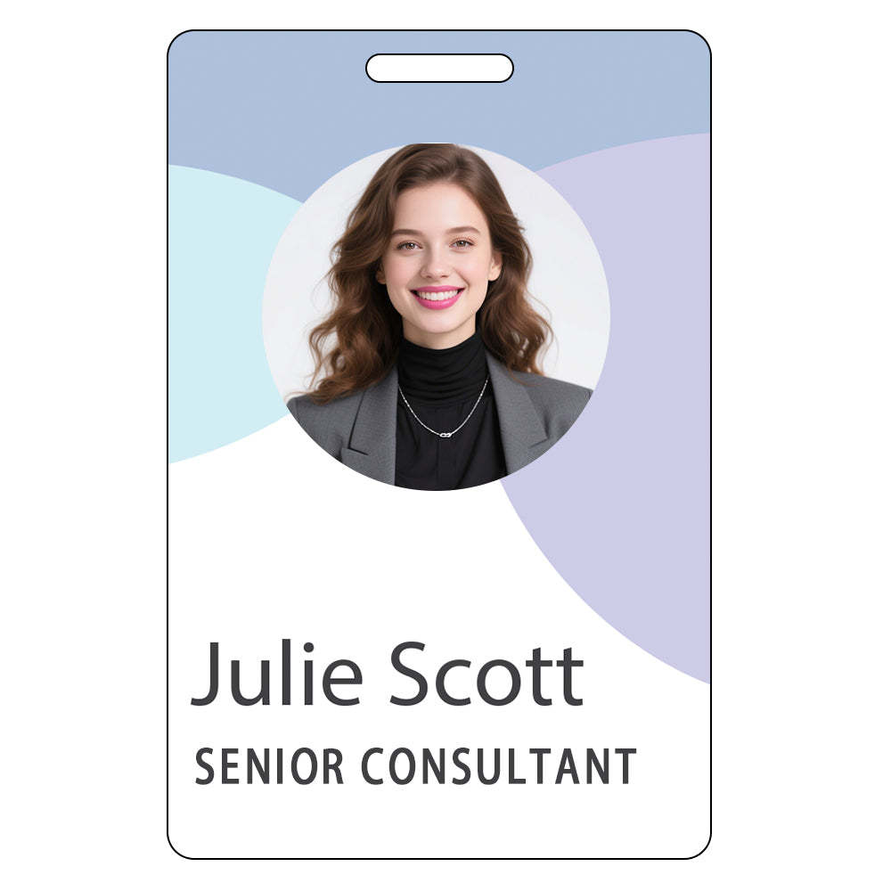 Style T046 Custom Print Employee ID Badge , Personalized Name Badge Double Sided Print with Name, Photo, Logo