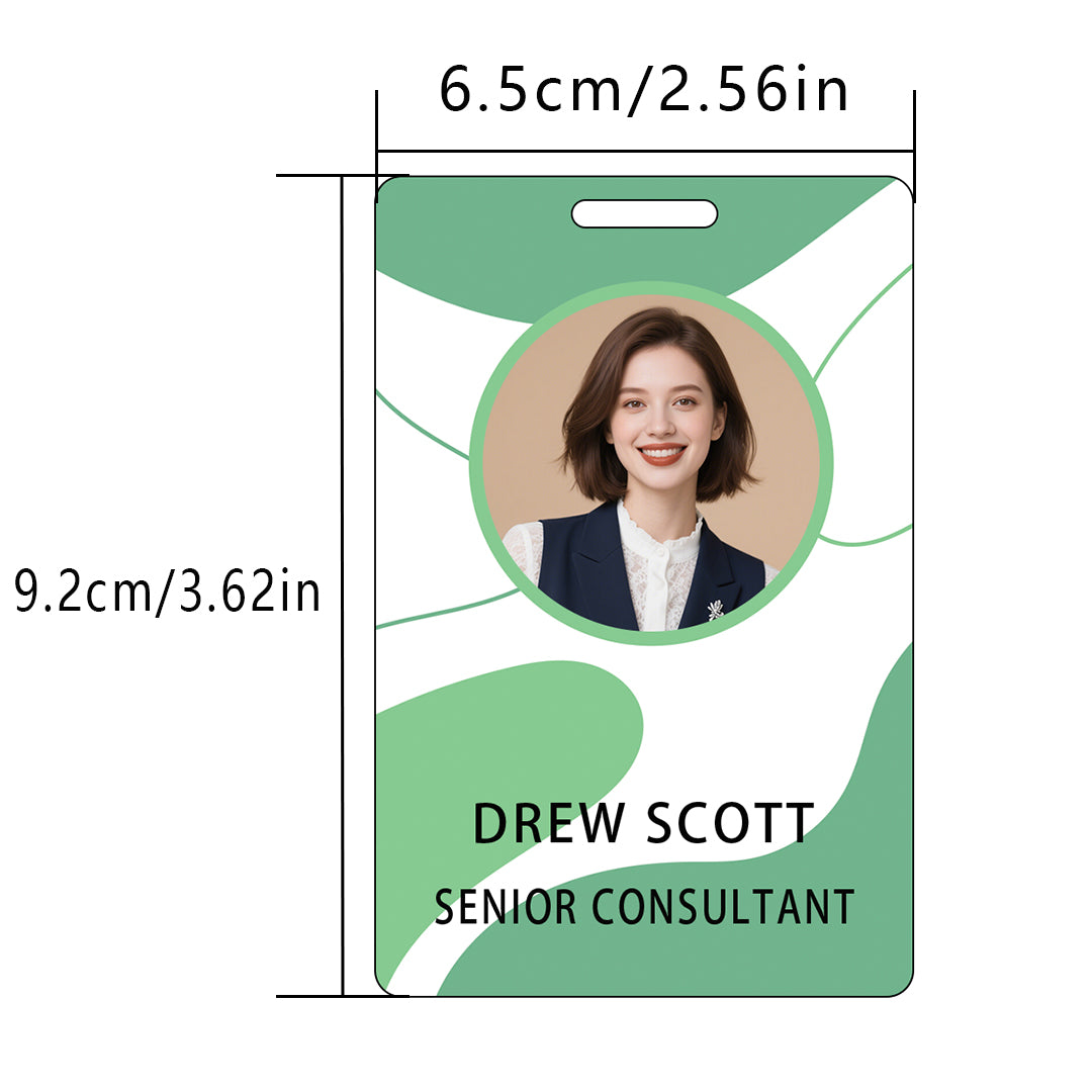 Style T-122 Custom Print Employee ID Badge , Personalized Name Badge Double Sided Print with Name, Photo, Logo