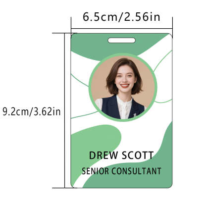 Style T-122 Custom Print Employee ID Badge , Personalized Name Badge Double Sided Print with Name, Photo, Logo