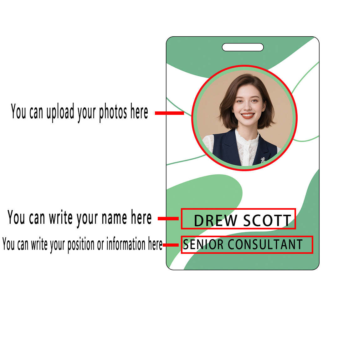 Style T-122 Custom Print Employee ID Badge , Personalized Name Badge Double Sided Print with Name, Photo, Logo