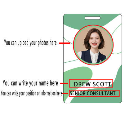 Style T-122 Custom Print Employee ID Badge , Personalized Name Badge Double Sided Print with Name, Photo, Logo