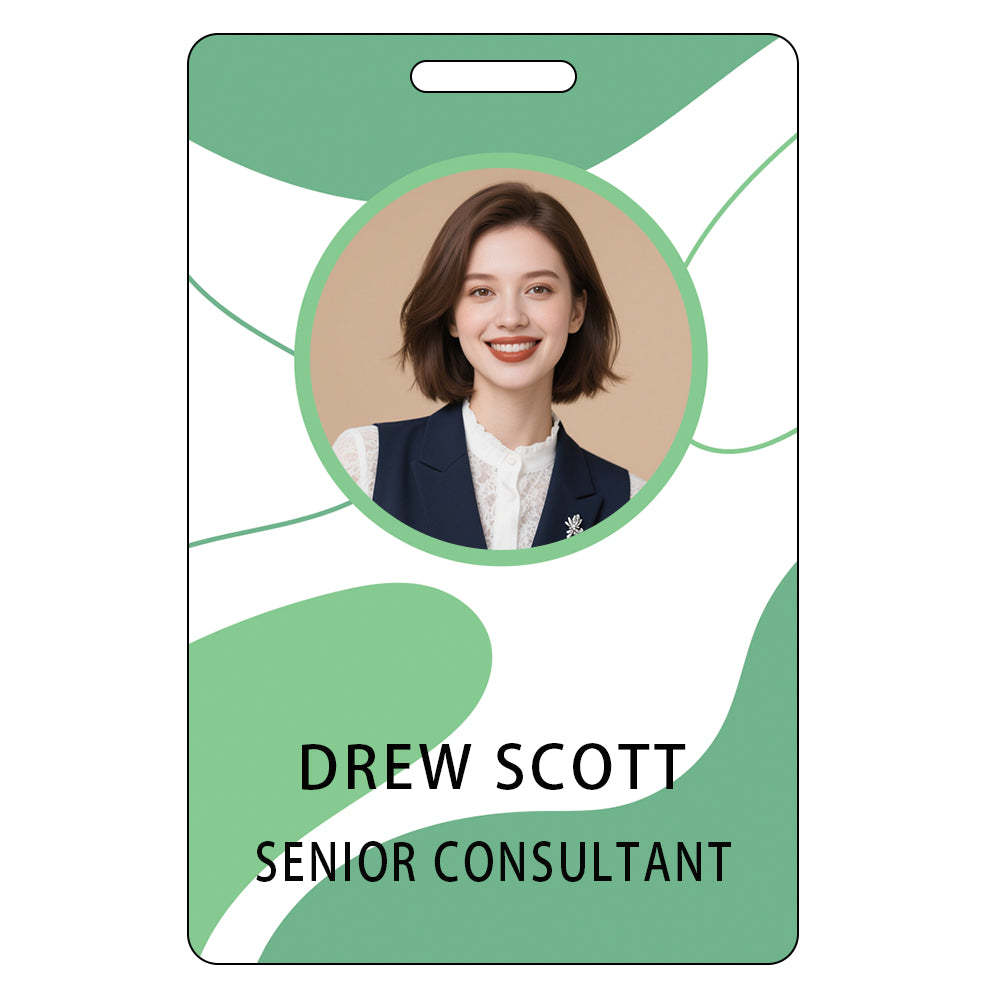 Style T-122 Custom Print Employee ID Badge , Personalized Name Badge Double Sided Print with Name, Photo, Logo