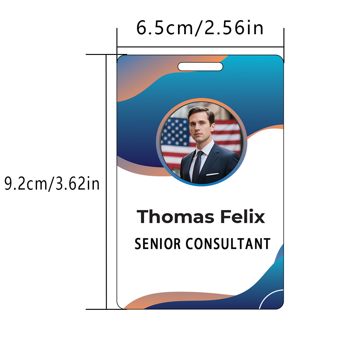 Style T048 Custom Print Employee ID Badge , Personalized Name Badge Double Sided Print with Name, Photo, Logo