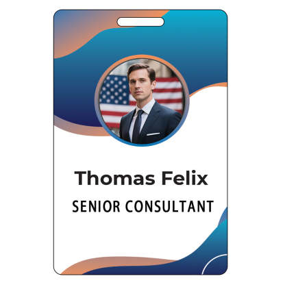 Style T048 Custom Print Employee ID Badge , Personalized Name Badge Double Sided Print with Name, Photo, Logo