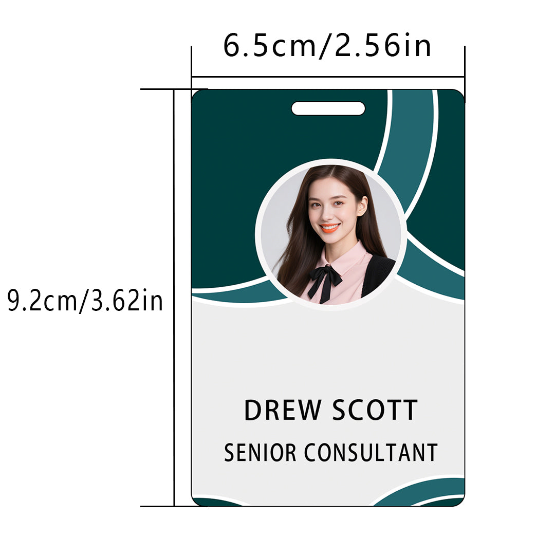 Style T049 Custom Print Employee ID Badge , Personalized Name Badge Double Sided Print with Name, Photo, Logo