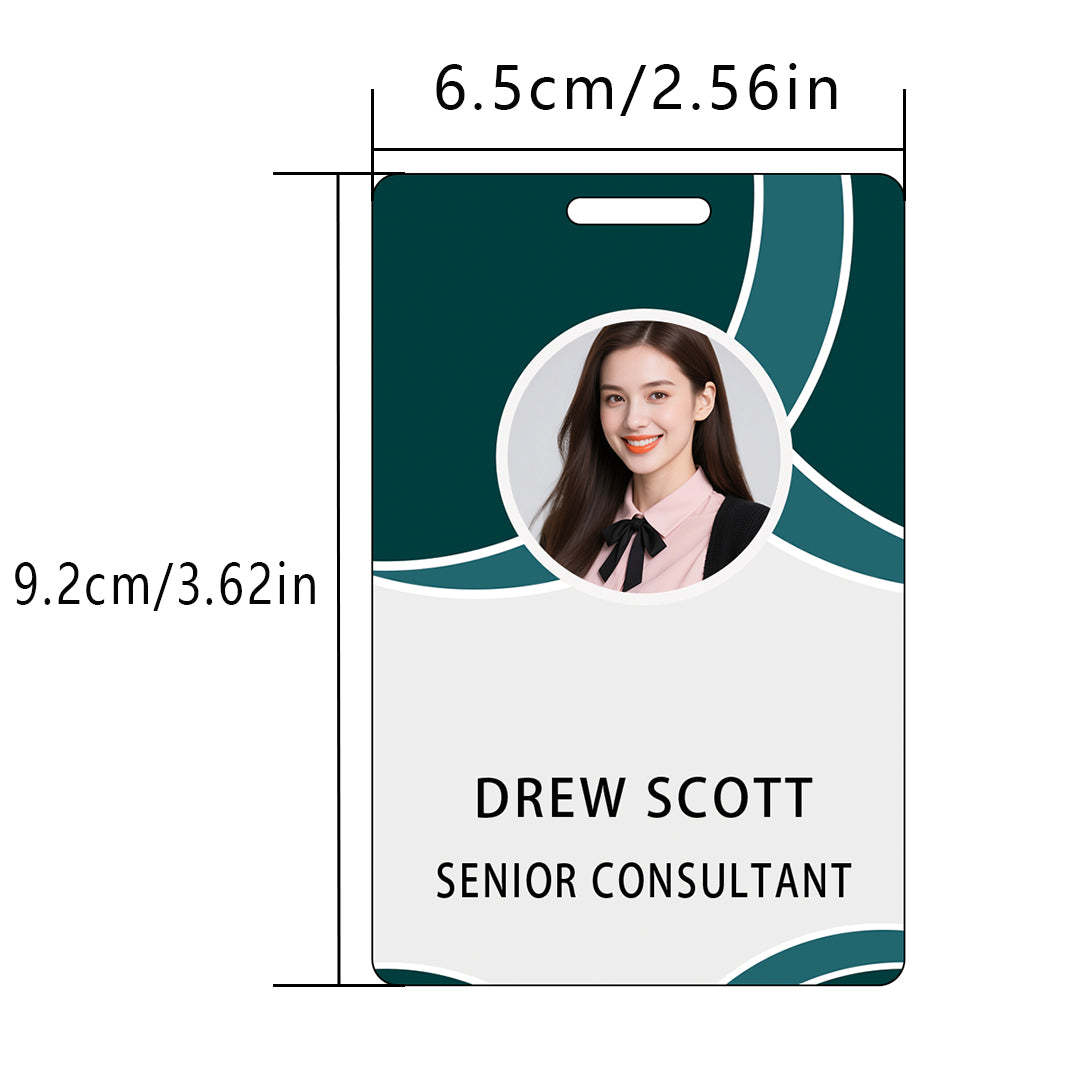Style T049 Custom Print Employee ID Badge , Personalized Name Badge Double Sided Print with Name, Photo, Logo