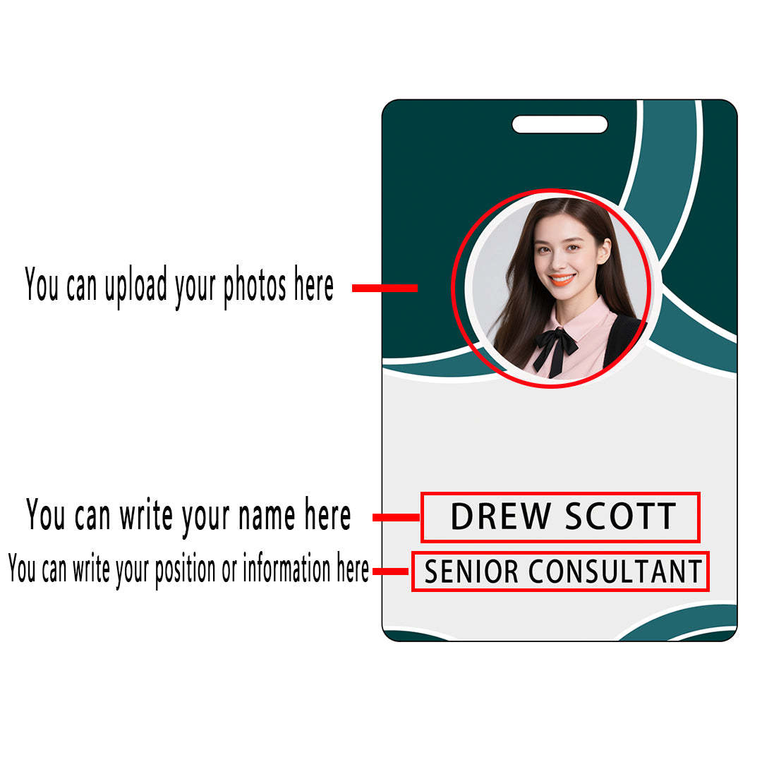 Style T049 Custom Print Employee ID Badge , Personalized Name Badge Double Sided Print with Name, Photo, Logo