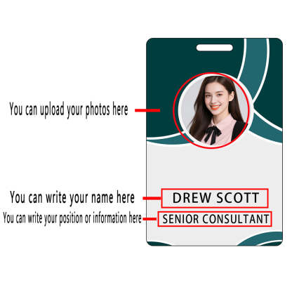 Style T049 Custom Print Employee ID Badge , Personalized Name Badge Double Sided Print with Name, Photo, Logo