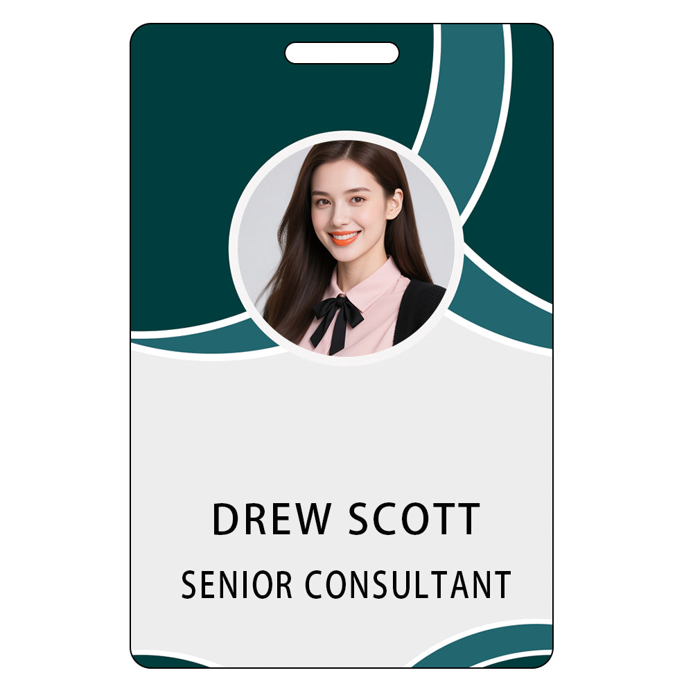 Style T049 Custom Print Employee ID Badge , Personalized Name Badge Double Sided Print with Name, Photo, Logo