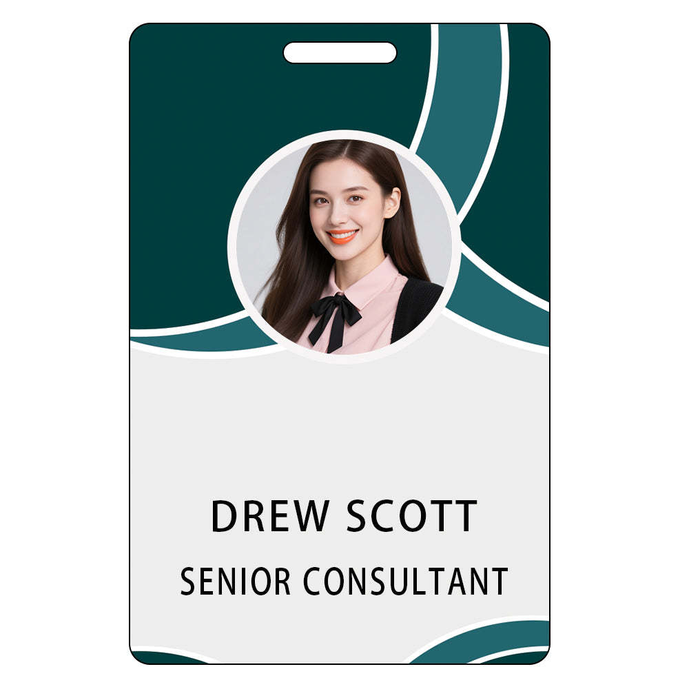 Style T049 Custom Print Employee ID Badge , Personalized Name Badge Double Sided Print with Name, Photo, Logo