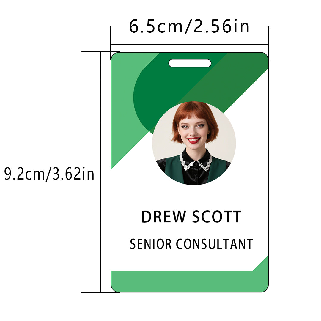 Style T050 Custom Print Employee ID Badge , Personalized Name Badge Double Sided Print with Name, Photo, Logo