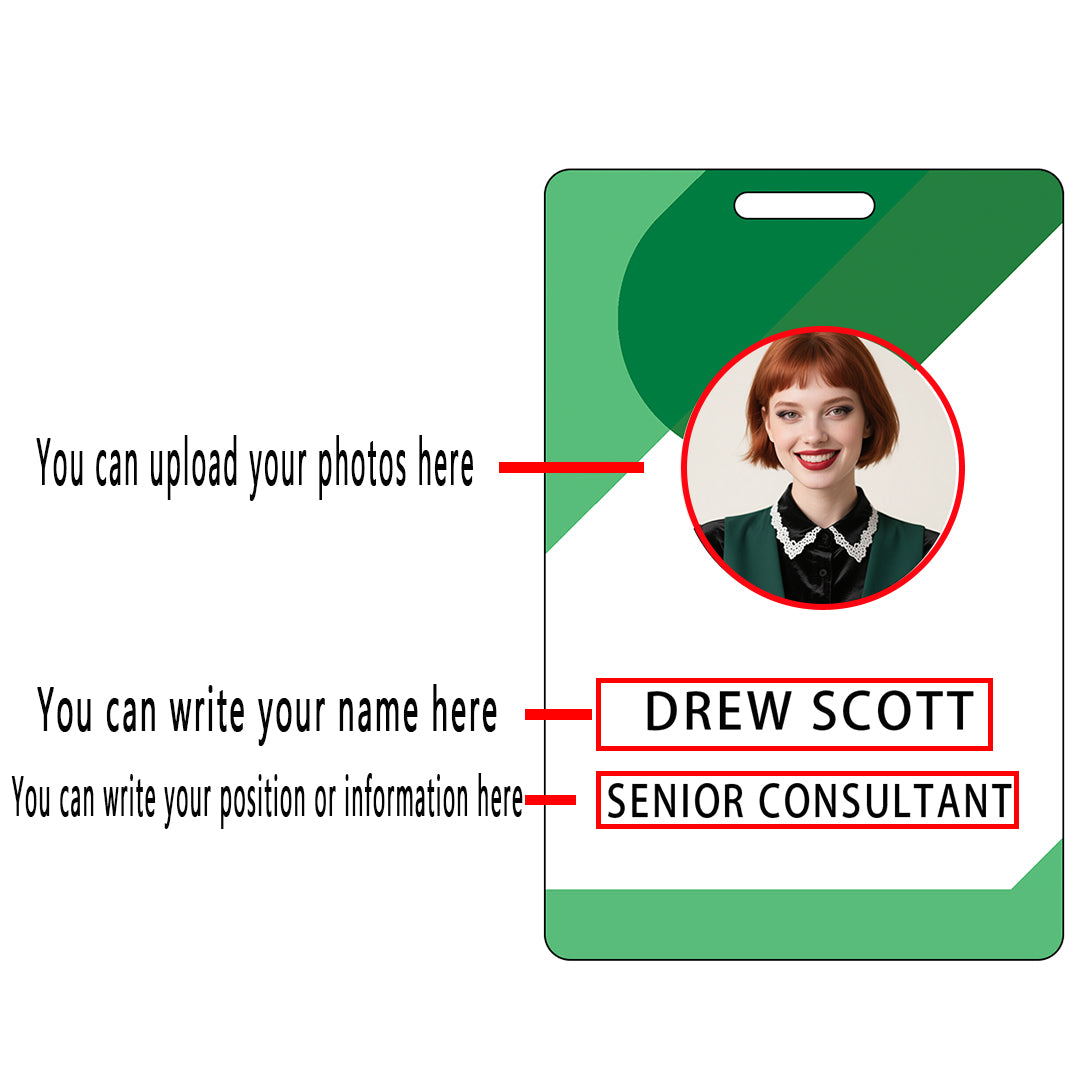 Style T050 Custom Print Employee ID Badge , Personalized Name Badge Double Sided Print with Name, Photo, Logo