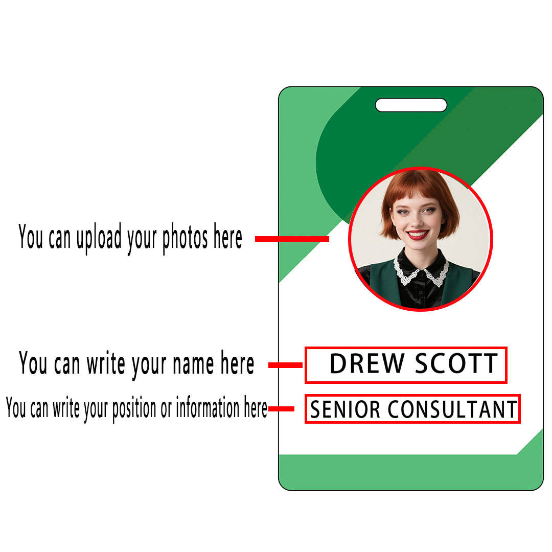 Style T050 Custom Print Employee ID Badge , Personalized Name Badge Double Sided Print with Name, Photo, Logo