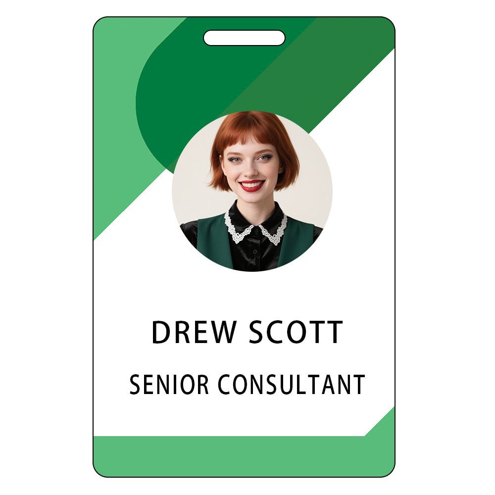 Style T050 Custom Print Employee ID Badge , Personalized Name Badge Double Sided Print with Name, Photo, Logo