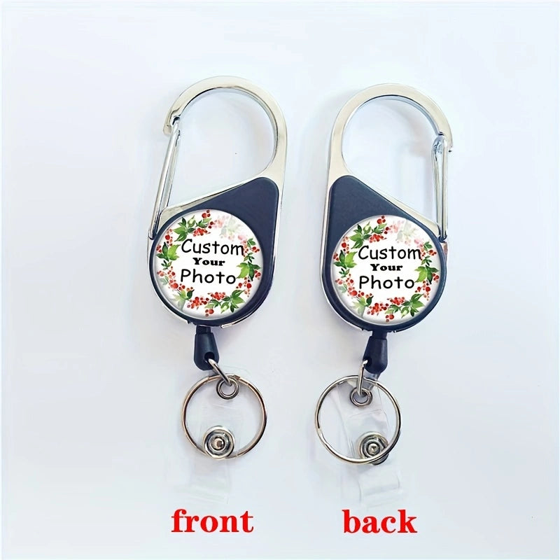 Customization of double-sided photos personalized ID Badge Holder  Retractable Heavy Duty Badge Reels(You have photos on both the front and back)