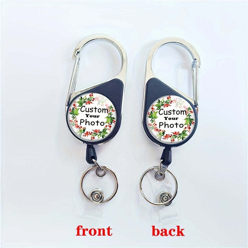 Customization of double-sided photos personalized ID Badge Holder  Retractable Heavy Duty Badge Reels(You have photos on both the front and back)
