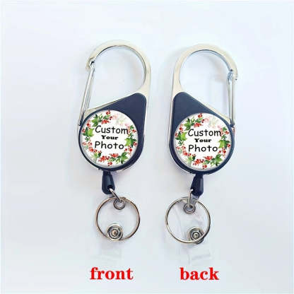 Customization of double-sided photos personalized ID Badge Holder  Retractable Heavy Duty Badge Reels(You have photos on both the front and back)