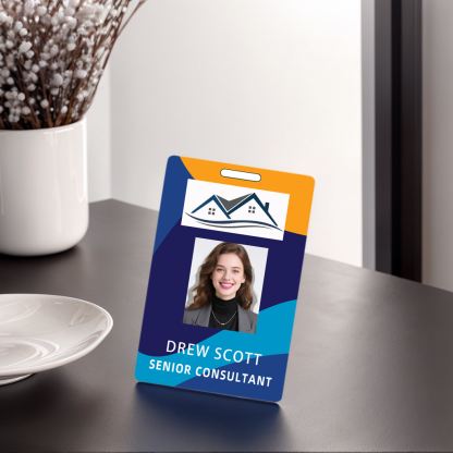 Style D01 Custom Print Employee ID Badge with Text, Personalized Name Badge Double Sided Print with Name, Photo, Logo