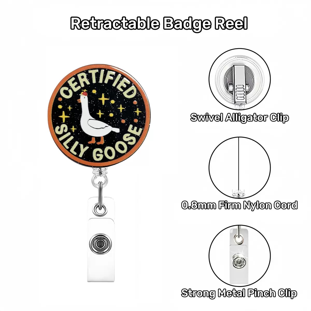 84 Retractable ID Name Badge Holder Reels with Swivel Alligator Clip  Cute Gifts