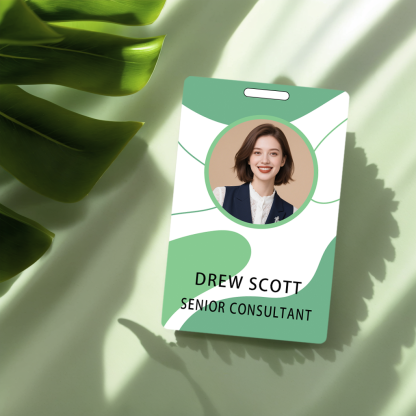 Style T-122 Custom Print Employee ID Badge , Personalized Name Badge Double Sided Print with Name, Photo, Logo