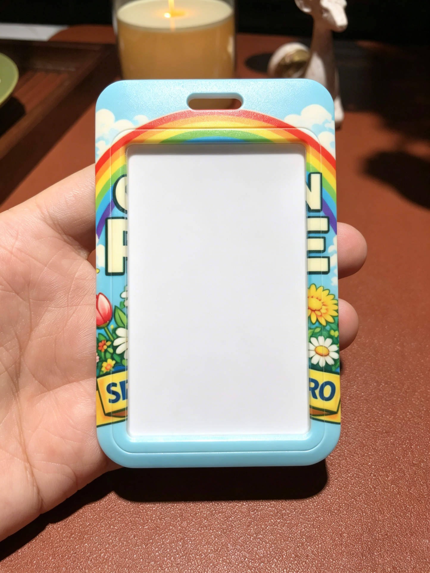 Cute Sliding ID Badge Holder Vertical Plastic Card