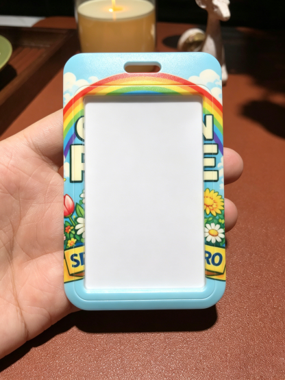 Cute Sliding ID Badge Holder Vertical Plastic Card