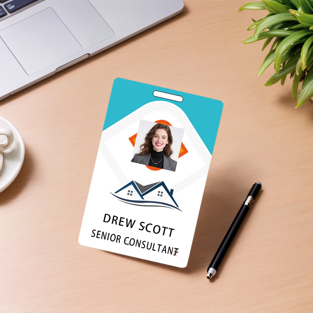 Style D22 Custom Print Employee ID Badge with Text, Personalized Name Badge Double Sided Print with Name, Photo, Logo