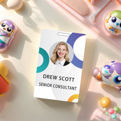 Style T044 Custom Print Employee ID Badge , Personalized Name Badge Double Sided Print with Name, Photo, Logo