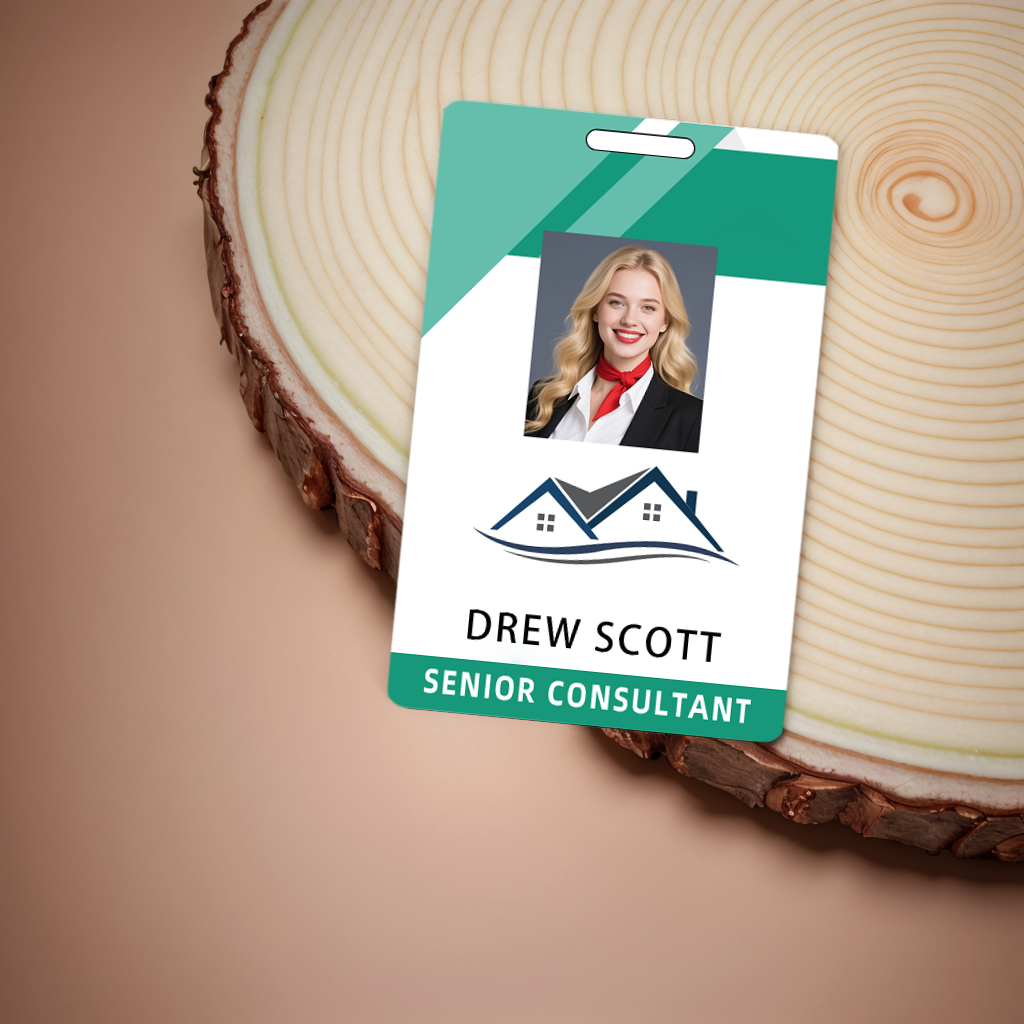 Style t-03 Custom Print Employee ID Badge , Personalized Name Badge Double Sided Print with Name, Photo, Logo