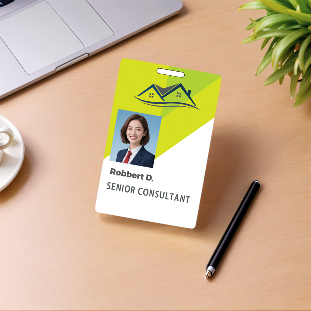 Style T043 Custom Print Employee ID Badge , Personalized Name Badge Double Sided Print with Name, Photo, Logo