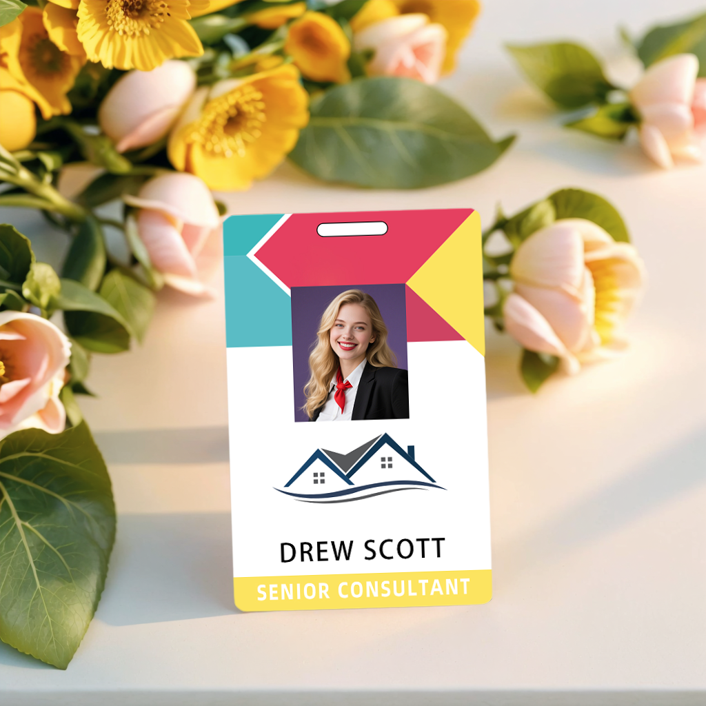 Style T93 Custom Print Employee ID Badge , Personalized Name Badge Double Sided Print with Name, Photo, Logo