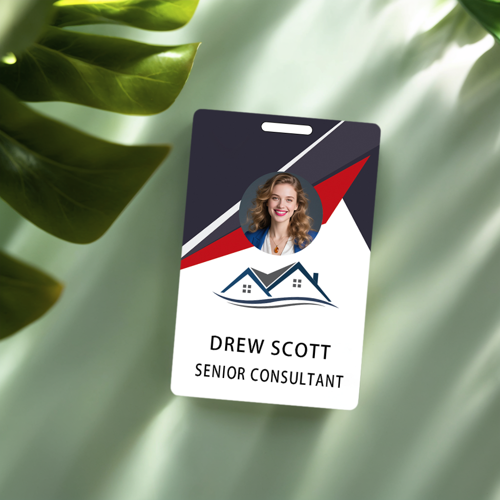 Style D12 Custom Print Employee ID Badge with Text, Personalized Name Badge Double Sided Print with Name, Photo, Logo