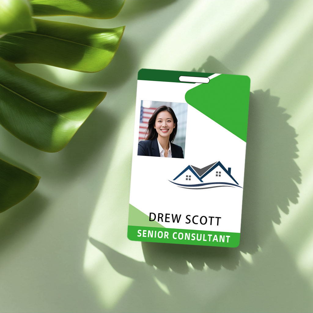 Style T79 Custom Print Employee ID Badge , Personalized Name Badge Double Sided Print with Name, Photo, Logo