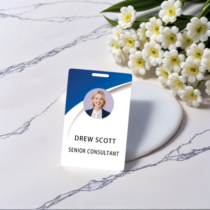 Style T035 Custom Print Employee ID Badge , Personalized Name Badge Double Sided Print with Name, Photo, Logo
