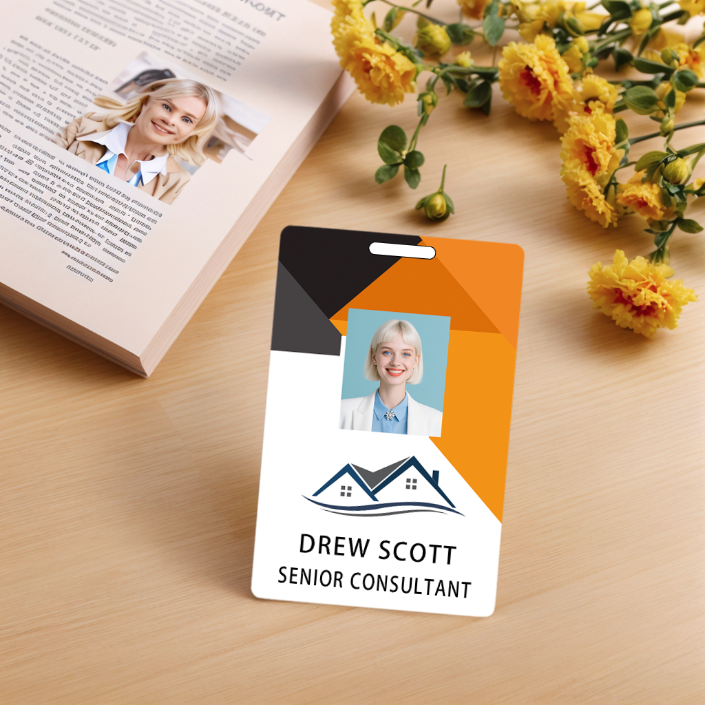 Style D29 Custom Print Employee ID Badge with Text, Personalized Name Badge Double Sided Print with Name, Photo, Logo