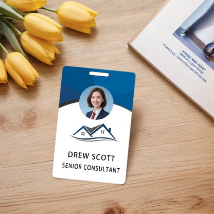 Style T107 Custom Print Employee ID Badge , Personalized Name Badge Double Sided Print with Name, Photo, Logo
