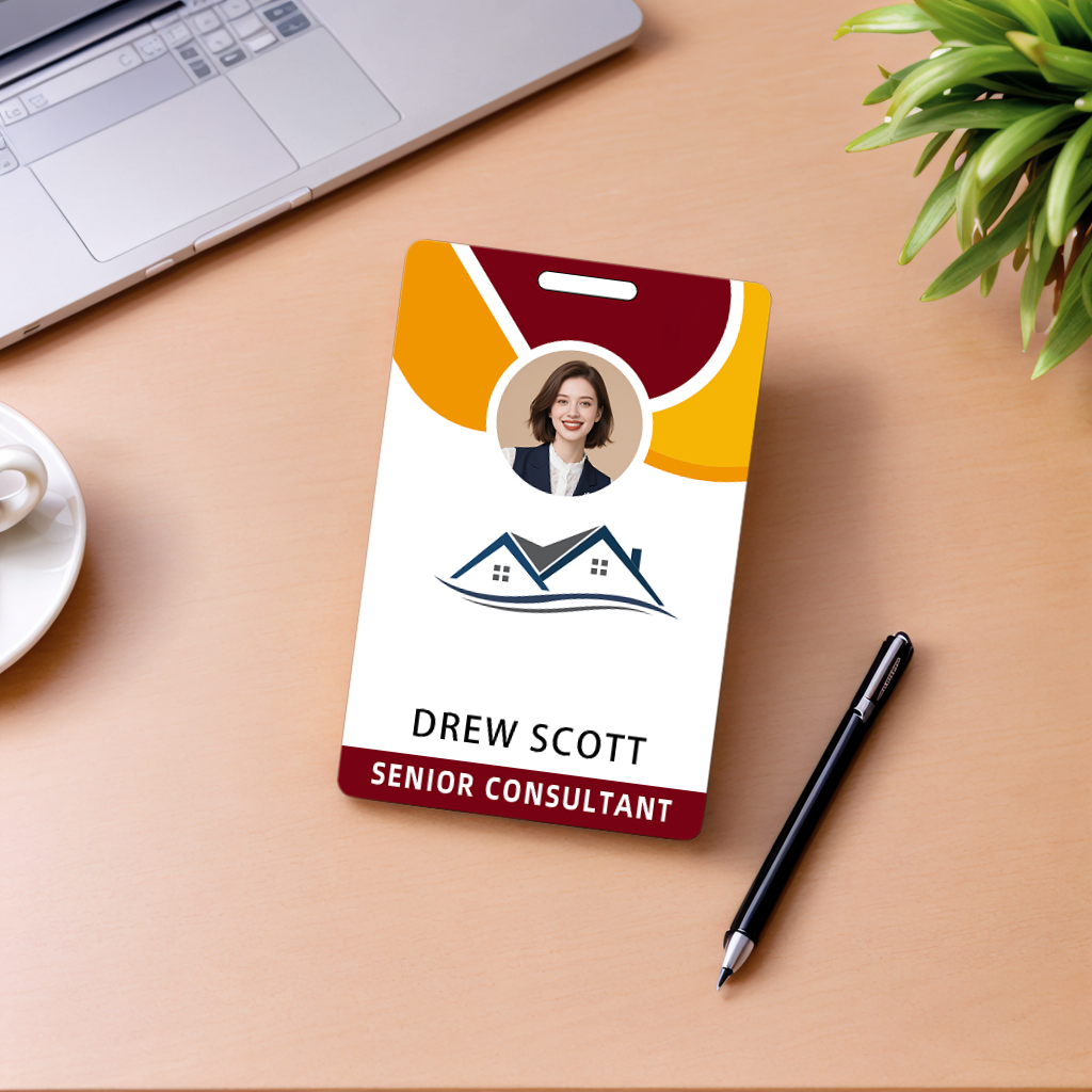 Style T97 Custom Print Employee ID Badge , Personalized Name Badge Double Sided Print with Name, Photo, Logo