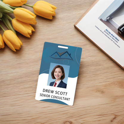 Style D02 Custom Print Employee ID Badge with Text, Personalized Name Badge Double Sided Print with Name, Photo, Logo