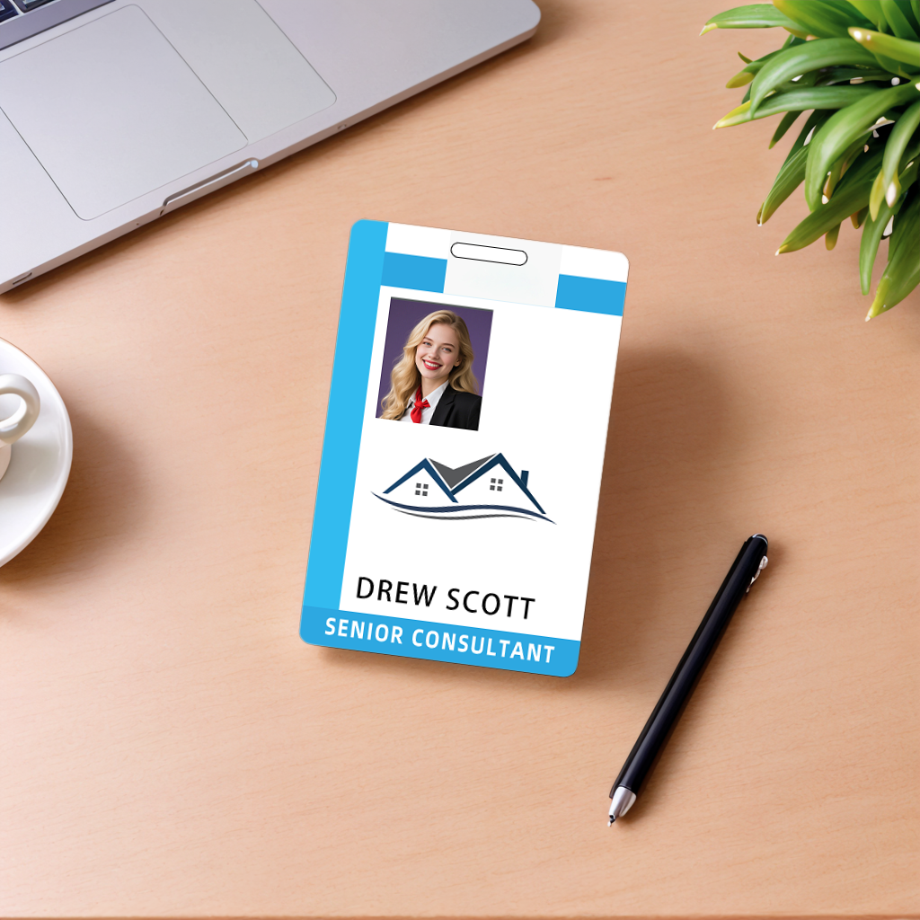 Style T87 Custom Print Employee ID Badge , Personalized Name Badge Double Sided Print with Name, Photo, Logo