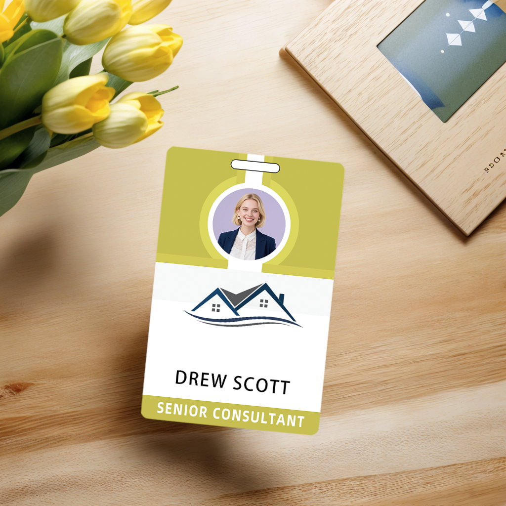 Style D34 Custom Print Employee ID Badge with Text, Personalized Name Badge Double Sided Print with Name, Photo, Logo