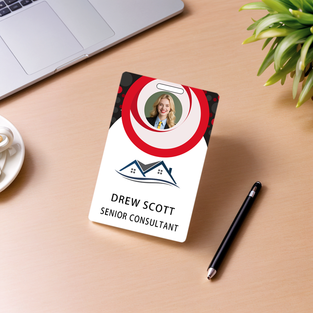 Style T82 Custom Print Employee ID Badge , Personalized Name Badge Double Sided Print with Name, Photo, Logo