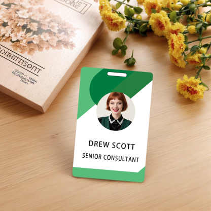 Style T050 Custom Print Employee ID Badge , Personalized Name Badge Double Sided Print with Name, Photo, Logo