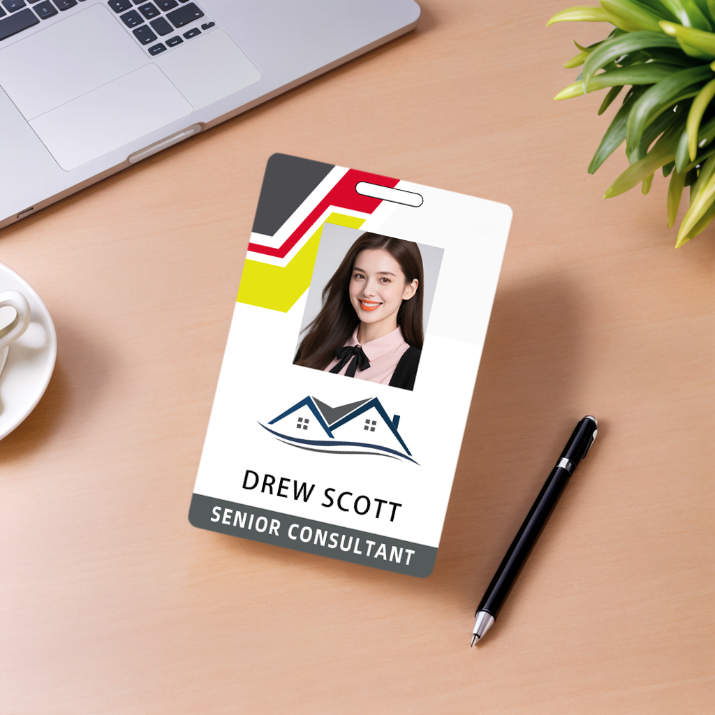 Style T024 Custom Print Employee ID Badge , Personalized Name Badge Double Sided Print with Name, Photo, Logo