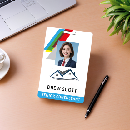 Style T021 Custom Print Employee ID Badge , Personalized Name Badge Double Sided Print with Name, Photo, Logo