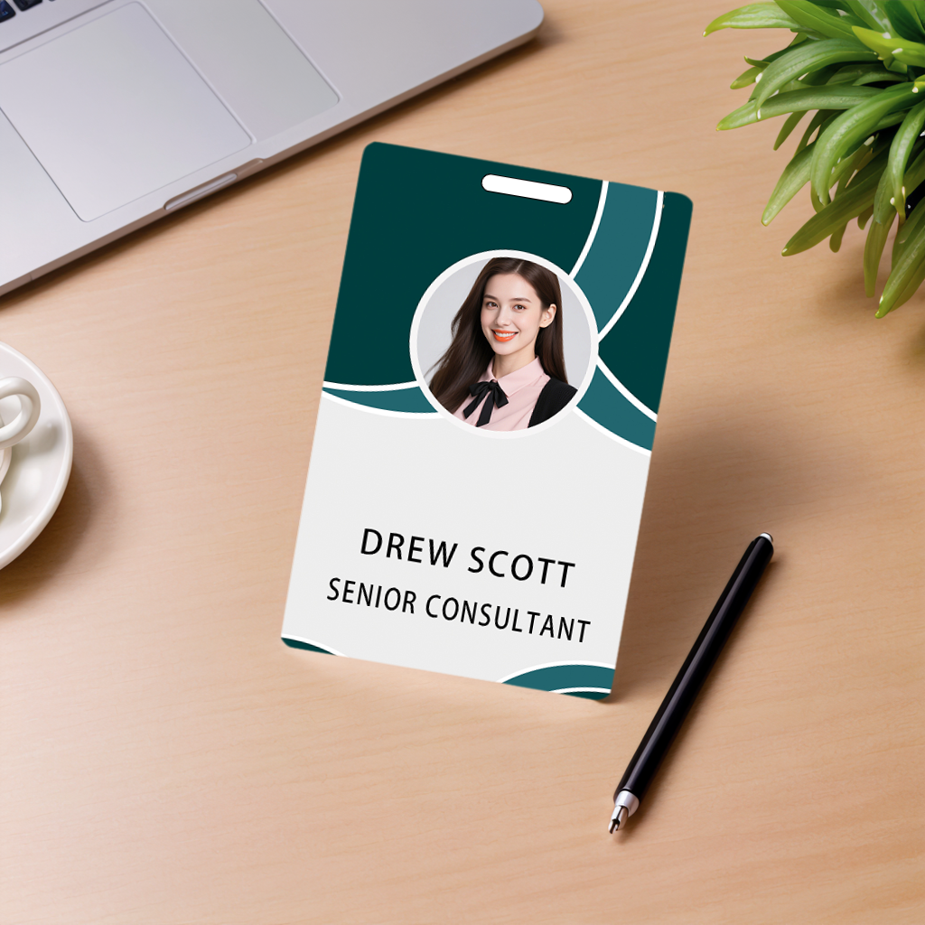 Style T049 Custom Print Employee ID Badge , Personalized Name Badge Double Sided Print with Name, Photo, Logo