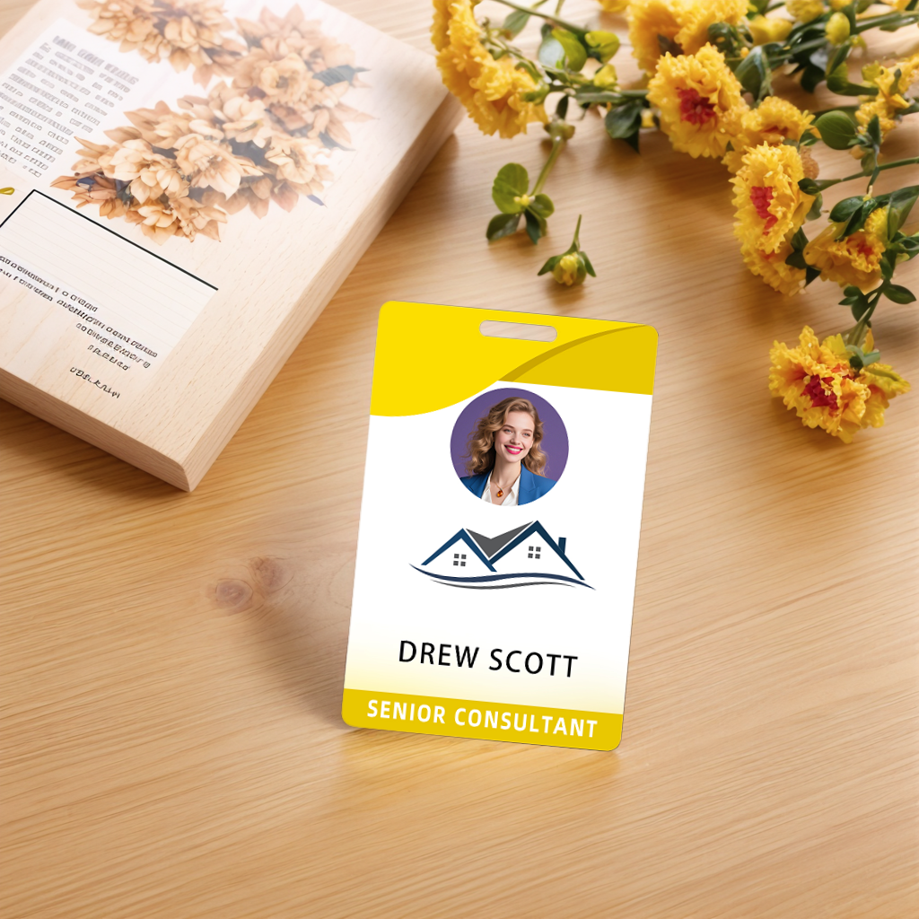Style T86 Custom Print Employee ID Badge , Personalized Name Badge Double Sided Print with Name, Photo, Logo
