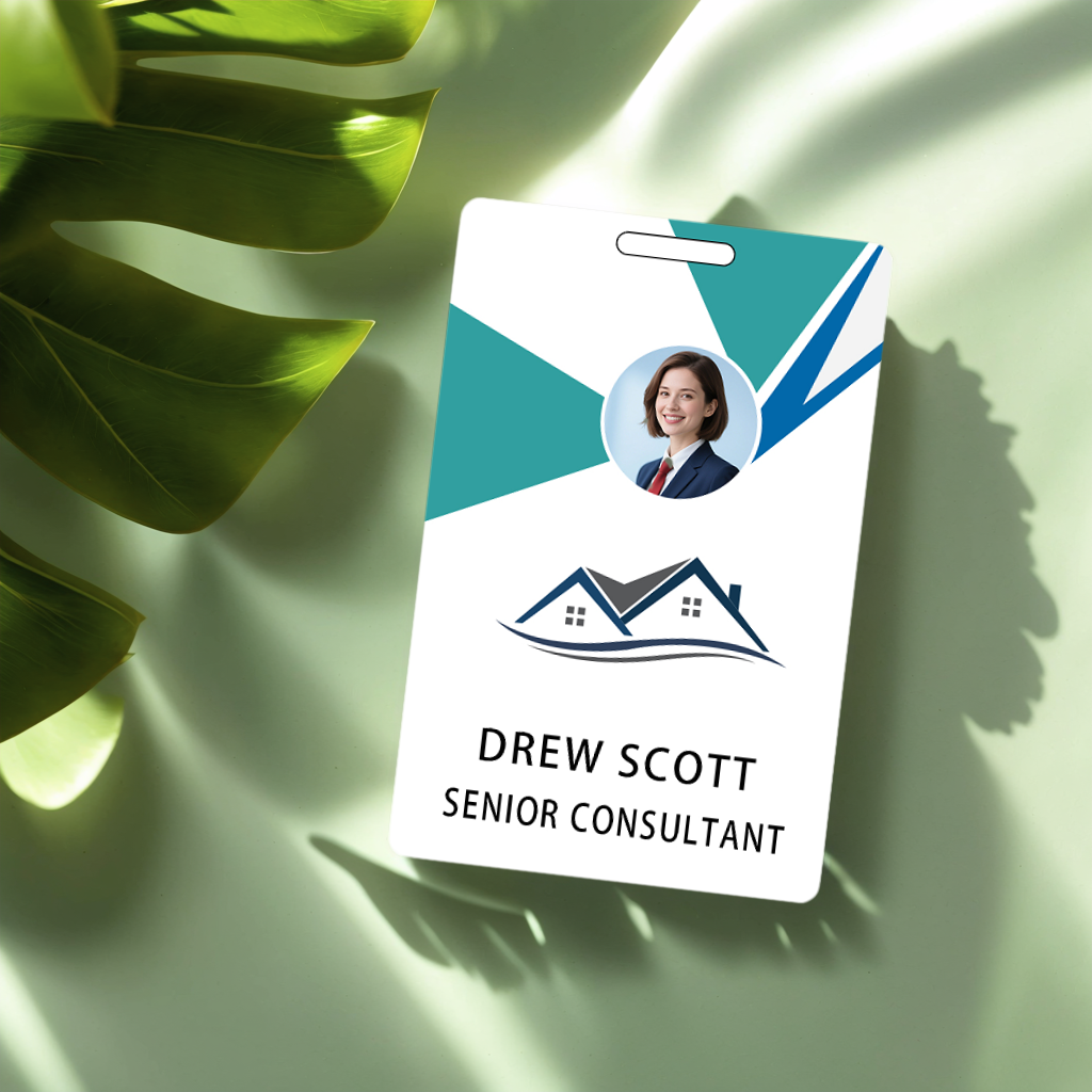 Style T95 Custom Print Employee ID Badge , Personalized Name Badge Double Sided Print with Name, Photo, Logo